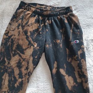 Bleach tie-dye sweatpants with pockets